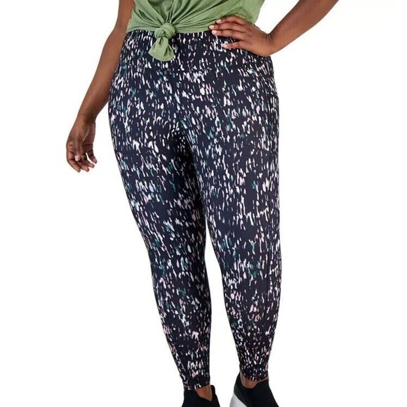 ID Ideology Women's Leggings Plus Size Soft Sprint Printed Black  Multicolor 3X - Picture 1 of 1